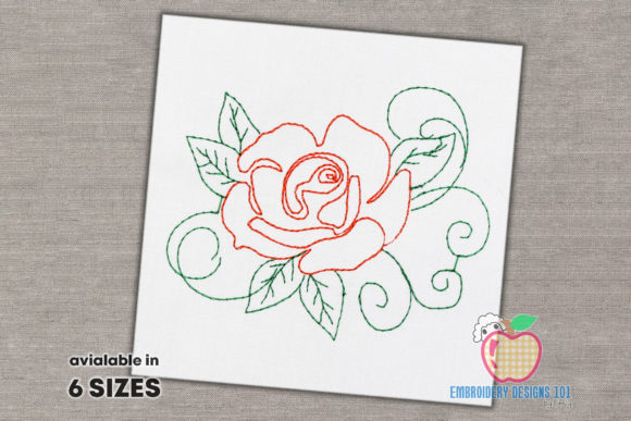 Outline Rose: A Delicate Touch for Holiday Embroidery