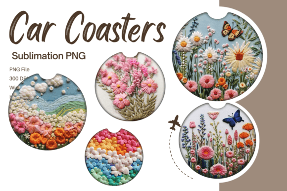 Reviewing the 3D Flower Embroidery Car Coaster Set PNG