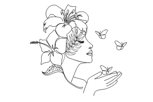 Reviewing Woman and Flowers in One Line for Sweatshirts